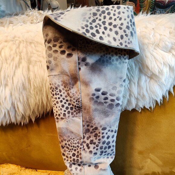 Lucchese Grey leopard over the knee boots Sz 7 - Picture 4 of 4
